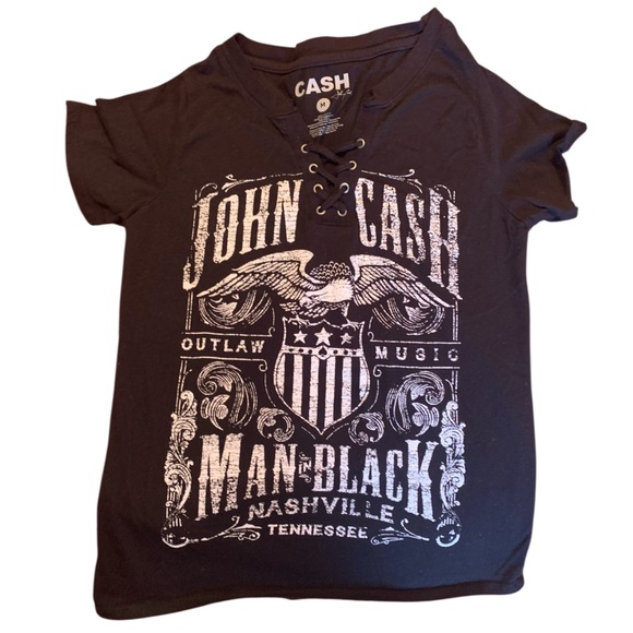 Johnny Cash Tops - Johnny Cash "Man in Black" Outlaw Music Woman’s graphic T-shirt Size Medium